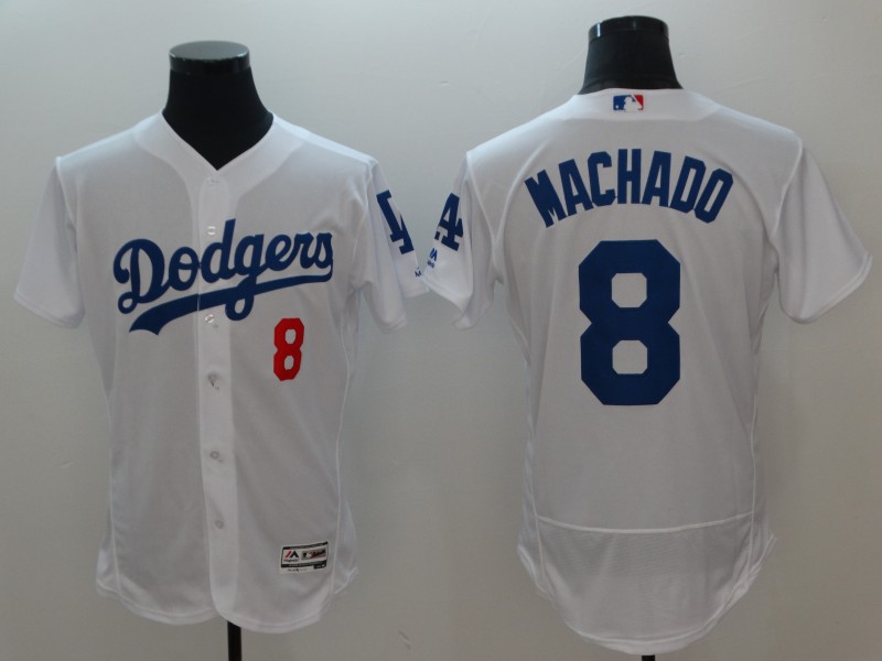 Men's Los Angeles Dodgers #8 Manny Machado White Flexbase Stitched MLB Jersey